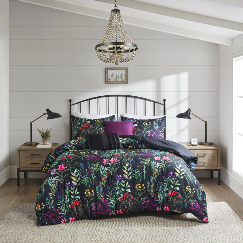 Madison Park Tasha King 5 Piece Comforter Set Black